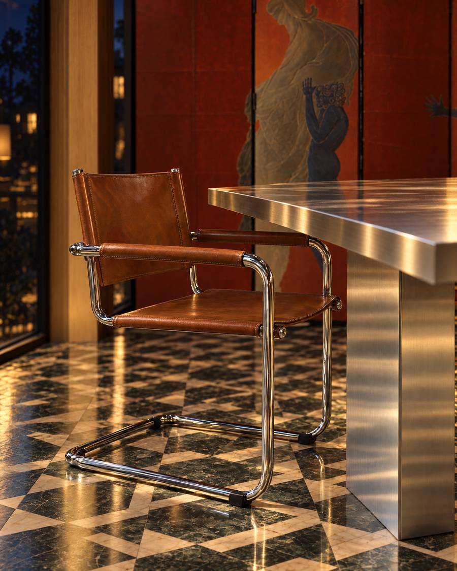 Leather and chrome · the long table, side B, night