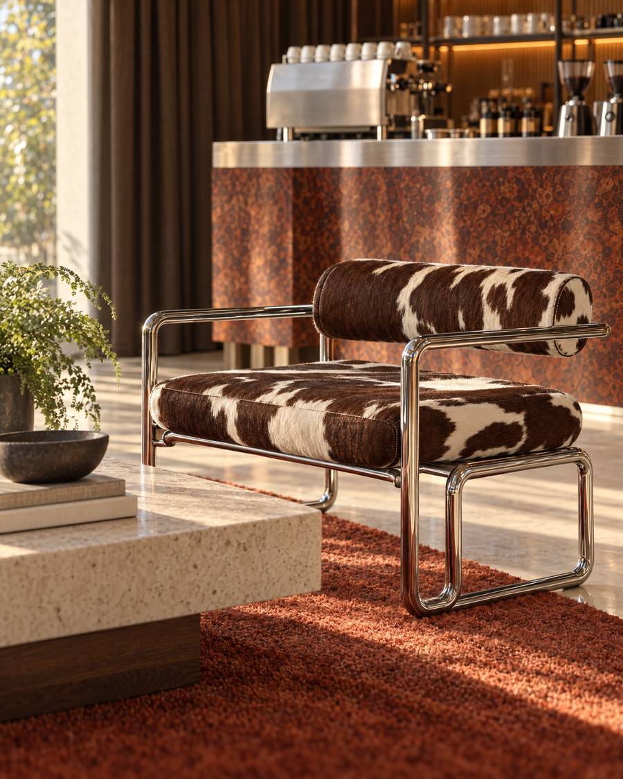 Cowhide and travertine · the listening room, side A, day