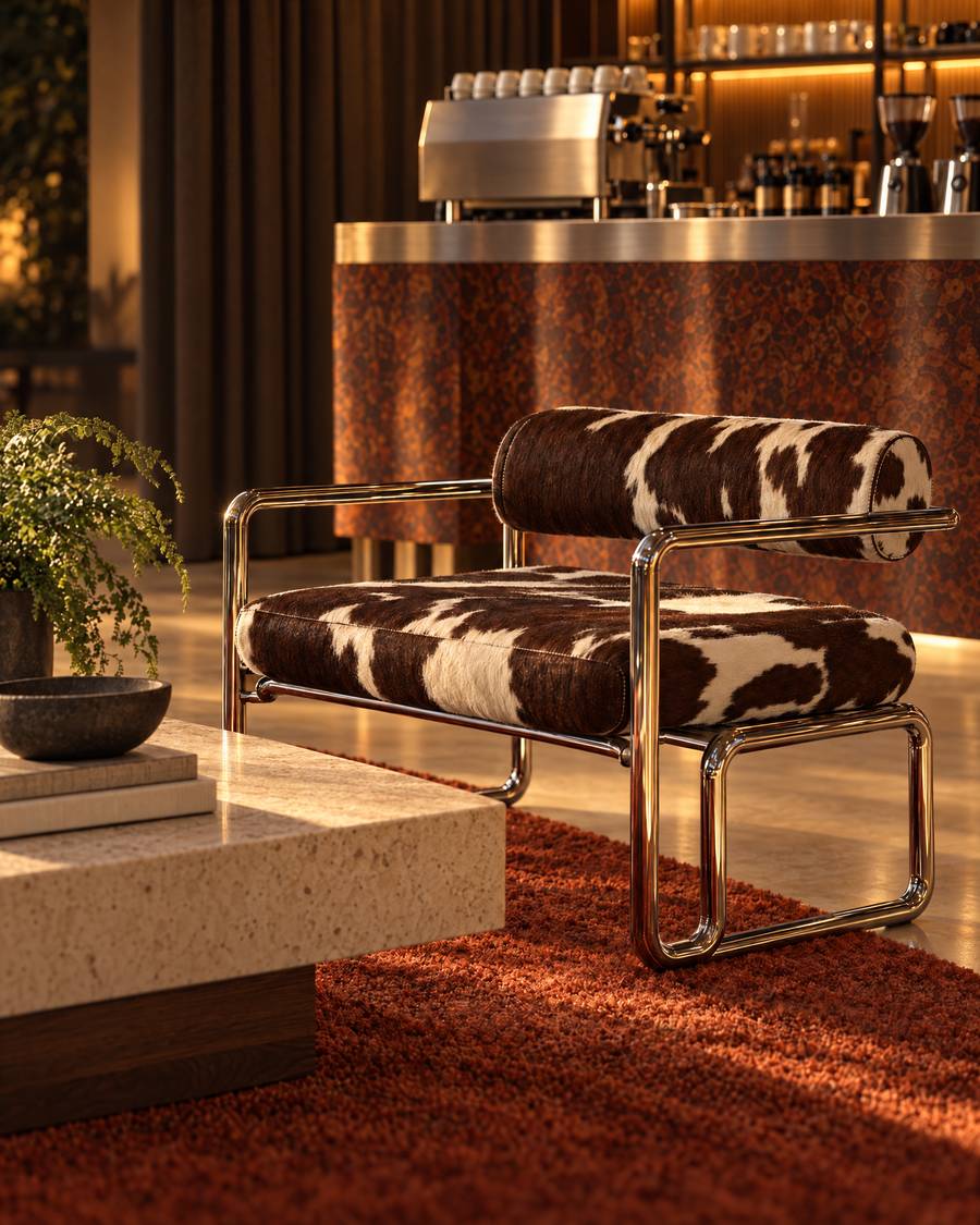 Cowhide and travertine · the listening room, side B, night