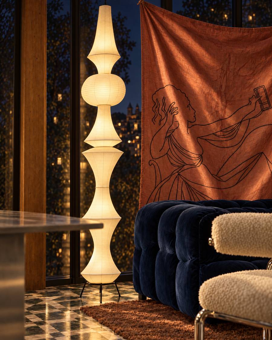 Paper lamp and canvas · the long table, side B, night