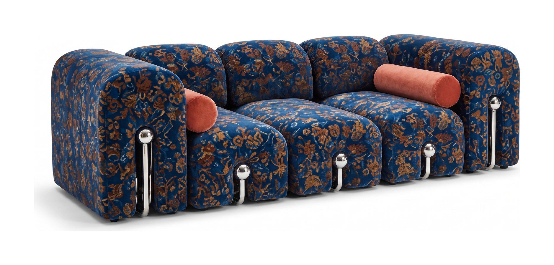 Printed velvet sofa